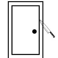Place the knife between door and frame